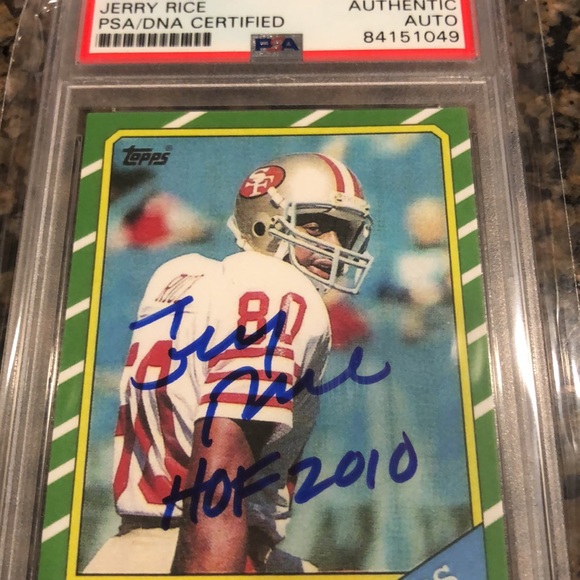 JERRY RICE 1986 TOPPS RC ROOKIE REPRINT SIGNED AUTOGRAPH PSA DNA AUTHENTIC AUTO - Picture 3 of 3